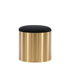 Puff – Pouf – Noir, Doré – ⌀45 cm