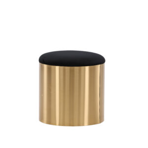 Puff – Pouf – Noir, Doré – ⌀45 cm