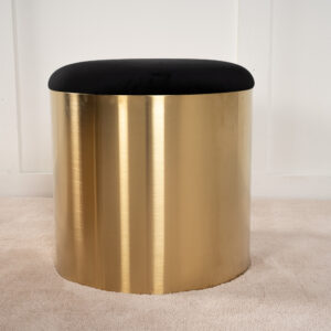 Puff – Pouf – Noir, Doré – ⌀45 cm