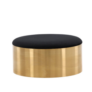 Puff – Pouf – Noir, Doré – ⌀75 cm