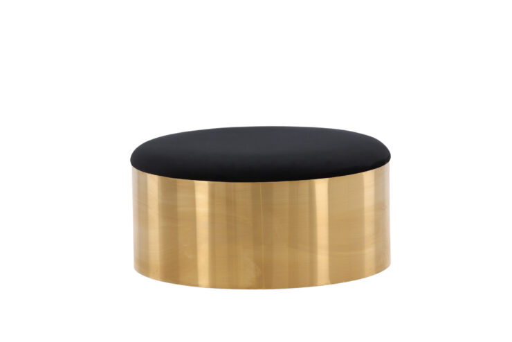 Puff – Pouf – Noir, Doré – ⌀75 cm