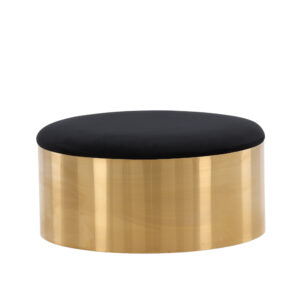 Puff – Pouf – Noir, Doré – ⌀75 cm