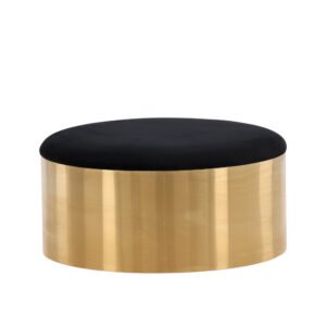 Puff – Pouf – Noir, Doré – ⌀75 cm