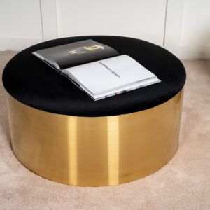 Puff – Pouf – Noir, Doré – ⌀75 cm