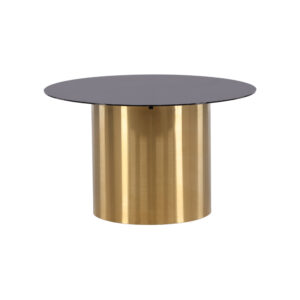 Ystad – Table basse – Noir, Doré brossé, Doré, Transparent – ⌀80 cm