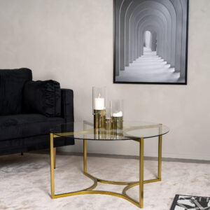 Kivik – Table basse – Transparent, Doré – ⌀90 cm
