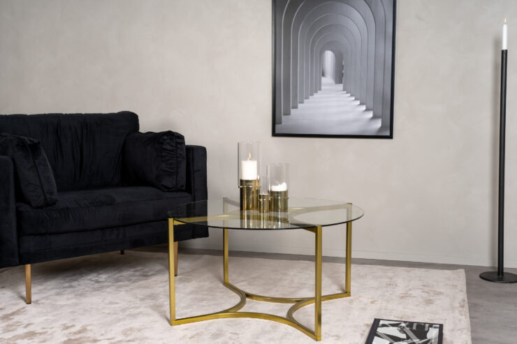 Kivik – Table basse – Transparent, Doré – ⌀90 cm