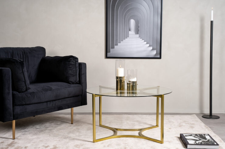 Kivik – Table basse – Transparent, Doré – ⌀90 cm