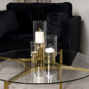 Kivik – Table basse – Transparent, Doré – ⌀90 cm
