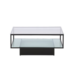 Maglehem – Table basse – Noir, Transparent – 90 x 90 cm