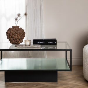 Maglehem – Table basse – Noir, Transparent – 90 x 90 cm