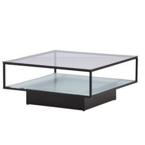 Maglehem – Table basse – Noir, Transparent – 90 x 90 cm