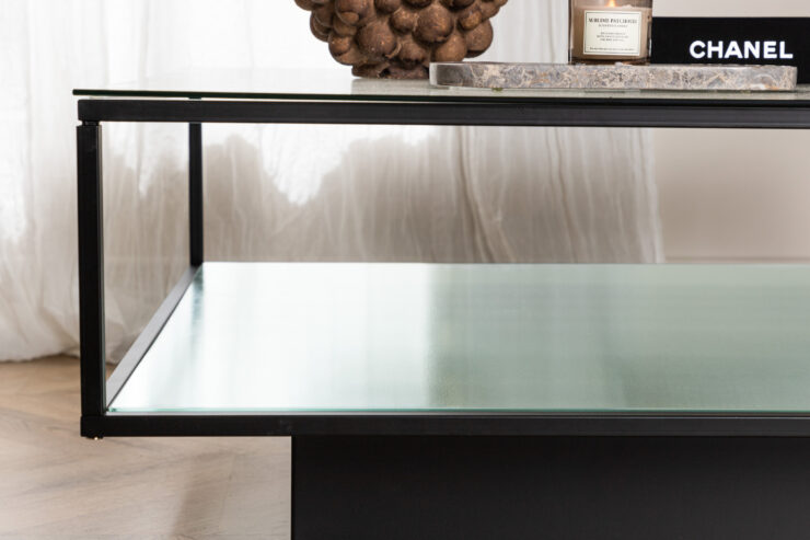 Maglehem – Table basse – Noir, Transparent – 90 x 90 cm