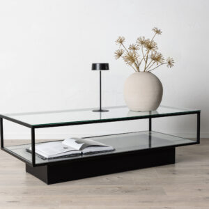 Maglehem – Table basse – Noir, Transparent – 130 x 60 cm