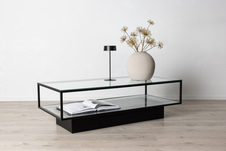 Maglehem – Table basse – Noir, Transparent – 130 x 60 cm