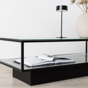 Maglehem – Table basse – Noir, Transparent – 130 x 60 cm