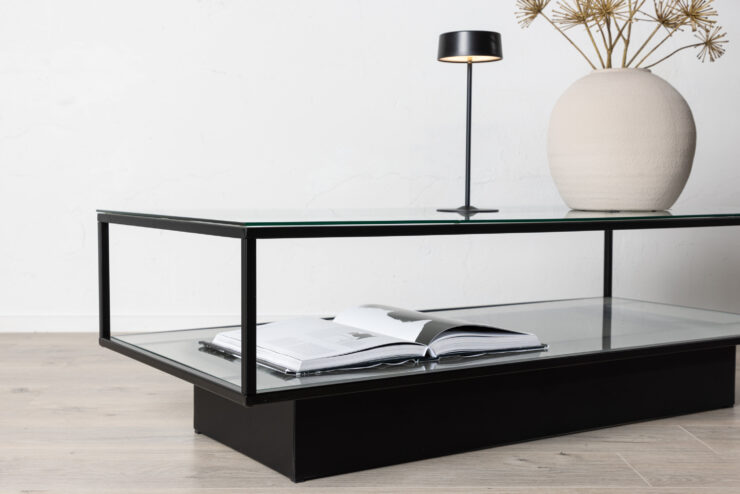 Maglehem – Table basse – Noir, Transparent – 130 x 60 cm