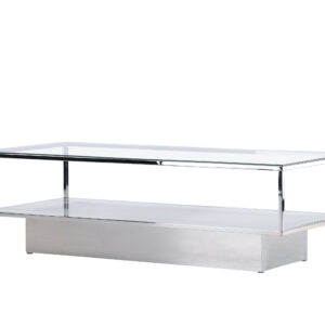 Maglehem – Table basse – Transparent, Argenté – 130 x 60 cm