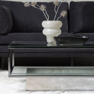 Maglehem – Table basse – Transparent, Argenté – 130 x 60 cm
