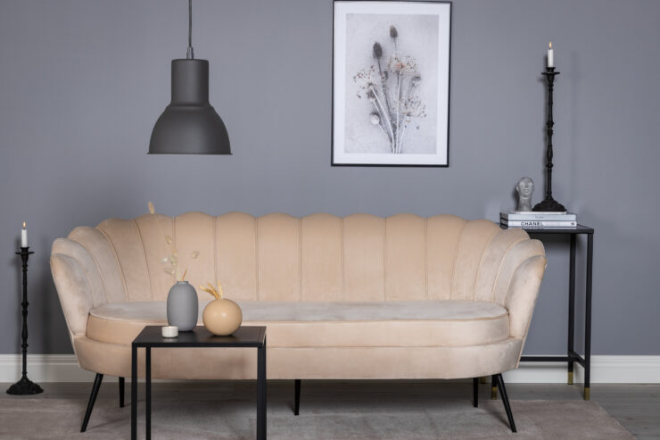 Calais – Canapé 3 places – Beige, Noir – 78 x 79 x 180 cm