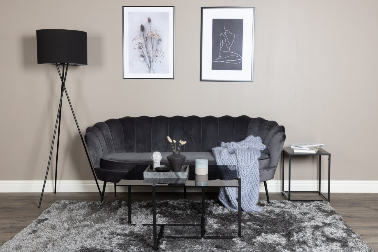 Calais – Canapé 3 places – Noir, Gris foncé – 78 x 79 x 180 cm