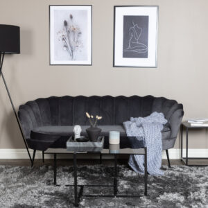 Calais – Canapé 3 places – Noir, Gris foncé – 78 x 79 x 180 cm