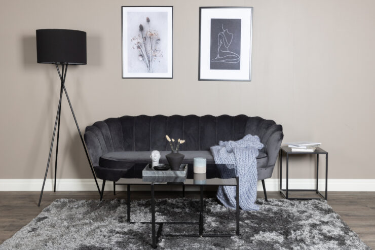 Calais – Canapé 3 places – Noir, Gris foncé – 78 x 79 x 180 cm