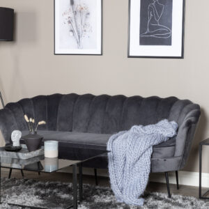 Calais – Canapé 3 places – Noir, Gris foncé – 78 x 79 x 180 cm
