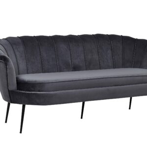 Calais – Canapé 3 places – Noir, Gris foncé – 78 x 79 x 180 cm