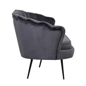 Calais – Canapé 3 places – Noir, Gris foncé – 78 x 79 x 180 cm