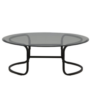 Lomma – Table basse – Noir, Transparent – ⌀110 cm