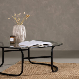 Lomma – Table basse – Noir, Transparent – ⌀110 cm