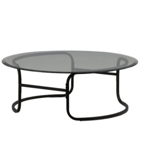 Lomma – Table basse – Noir, Transparent – ⌀110 cm