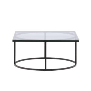 Skanör – Table basse – Noir, Transparent – 90 x 90 cm