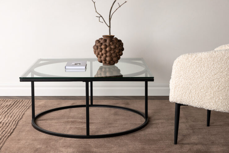 Skanör – Table basse – Noir, Transparent – 90 x 90 cm