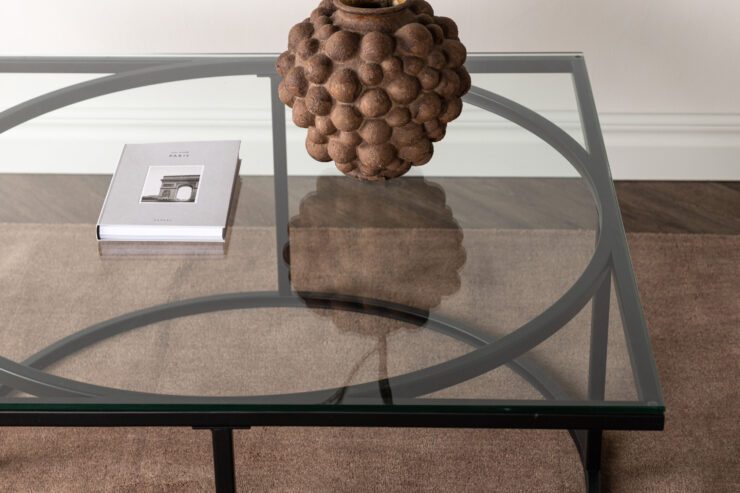 Skanör – Table basse – Noir, Transparent – 90 x 90 cm