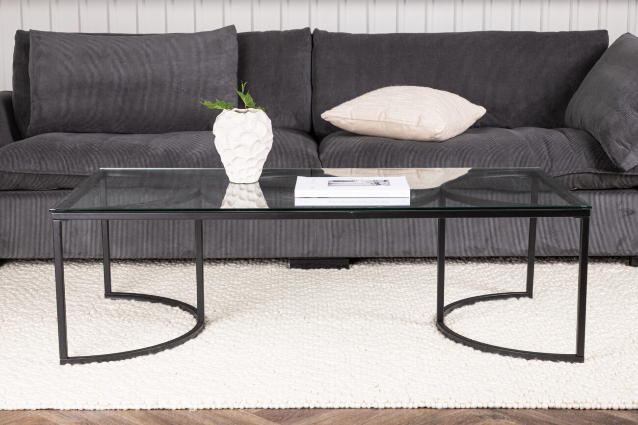 Skanör – Table basse – Noir, Transparent – 140 x 70 cm