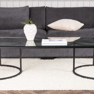 Skanör – Table basse – Noir, Transparent – 140 x 70 cm
