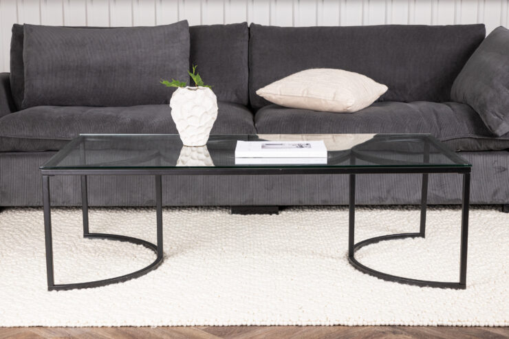 Skanör – Table basse – Noir, Transparent – 140 x 70 cm