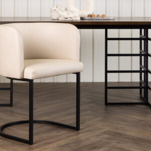 Simrishamn – Chaise de salle à manger – Beige, Noir – 60 x 75 x 58 cm