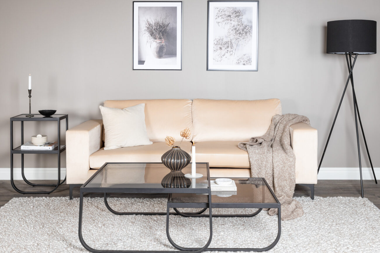 Bolero – Canapé 3 places – Beige, Noir – 88 x 84 x 215 cm
