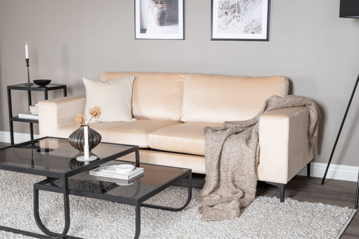 Bolero – Canapé 3 places – Beige, Noir – 88 x 84 x 215 cm