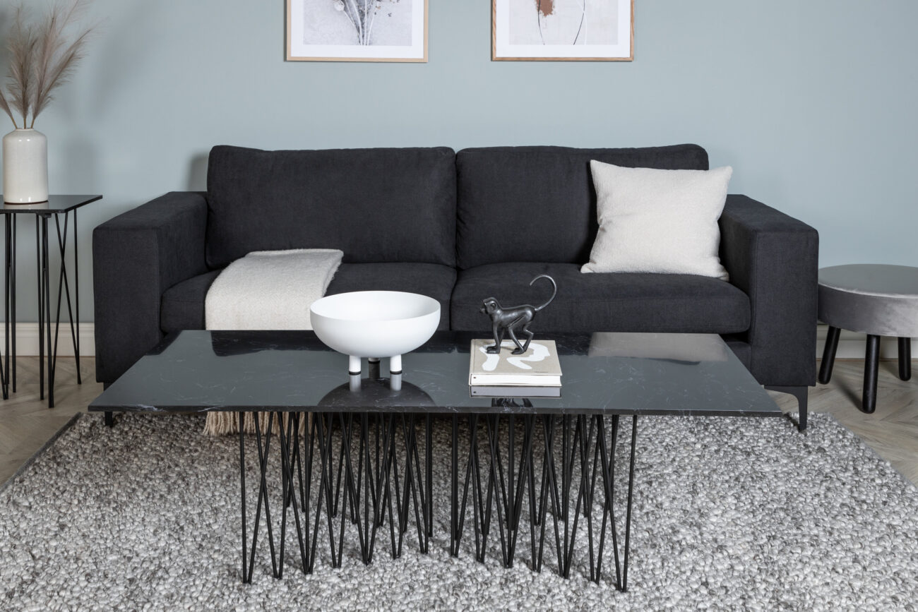 Bolero – Canapé 3 places – Noir – 88 x 84 x 215 cm
