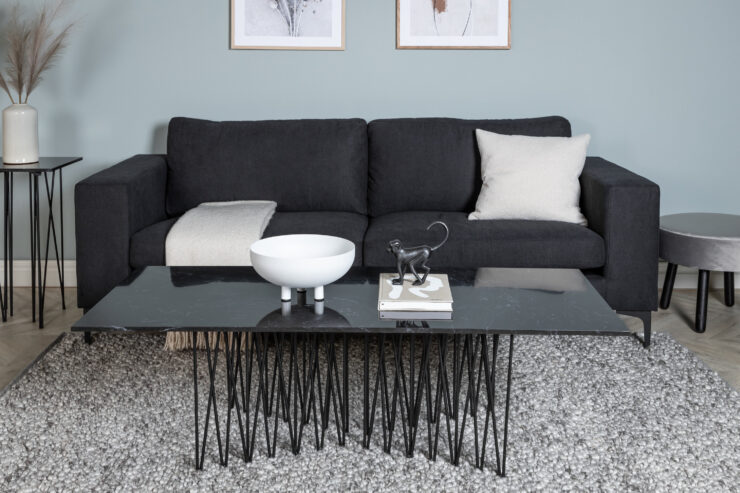 Bolero – Canapé 3 places – Noir – 88 x 84 x 215 cm