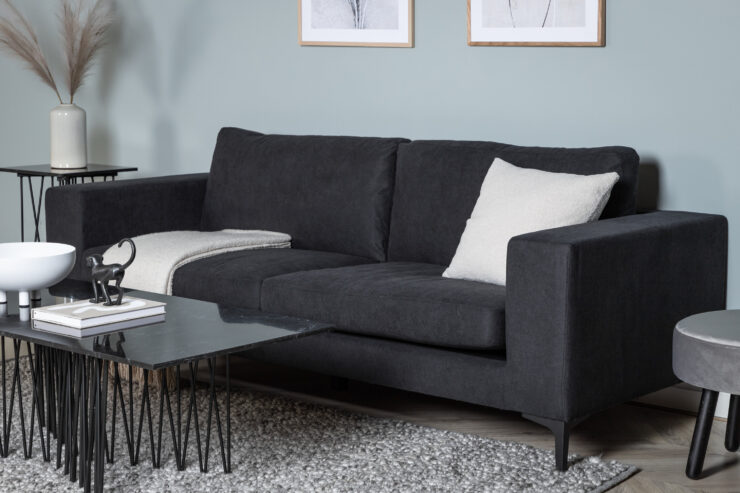 Bolero – Canapé 3 places – Noir – 88 x 84 x 215 cm