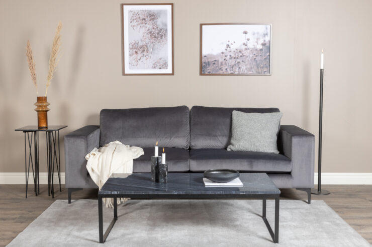 Bolero – Canapé 3 places – Noir, Gris – 88 x 84 x 215 cm