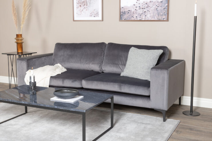 Bolero – Canapé 3 places – Noir, Gris – 88 x 84 x 215 cm
