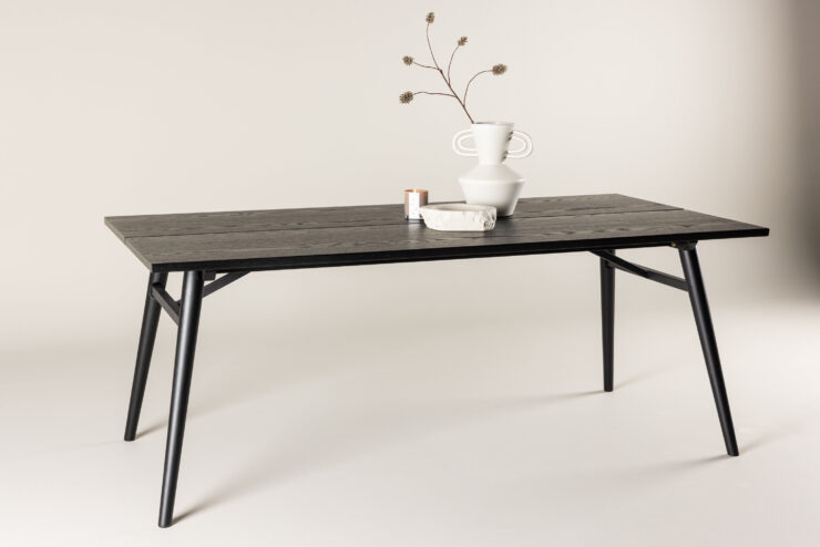 Sleek – Table à manger rectangulaire – Noir – 195 x 95 cm