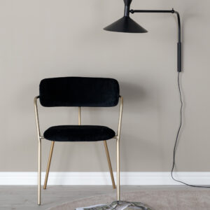 Arrow – Chaise de salle à manger – Noir, Doré – 61 x 79 x 58 cm