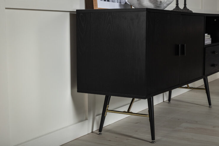 Gold – Commode – Noir, Doré – 46 x 80 x 160 cm